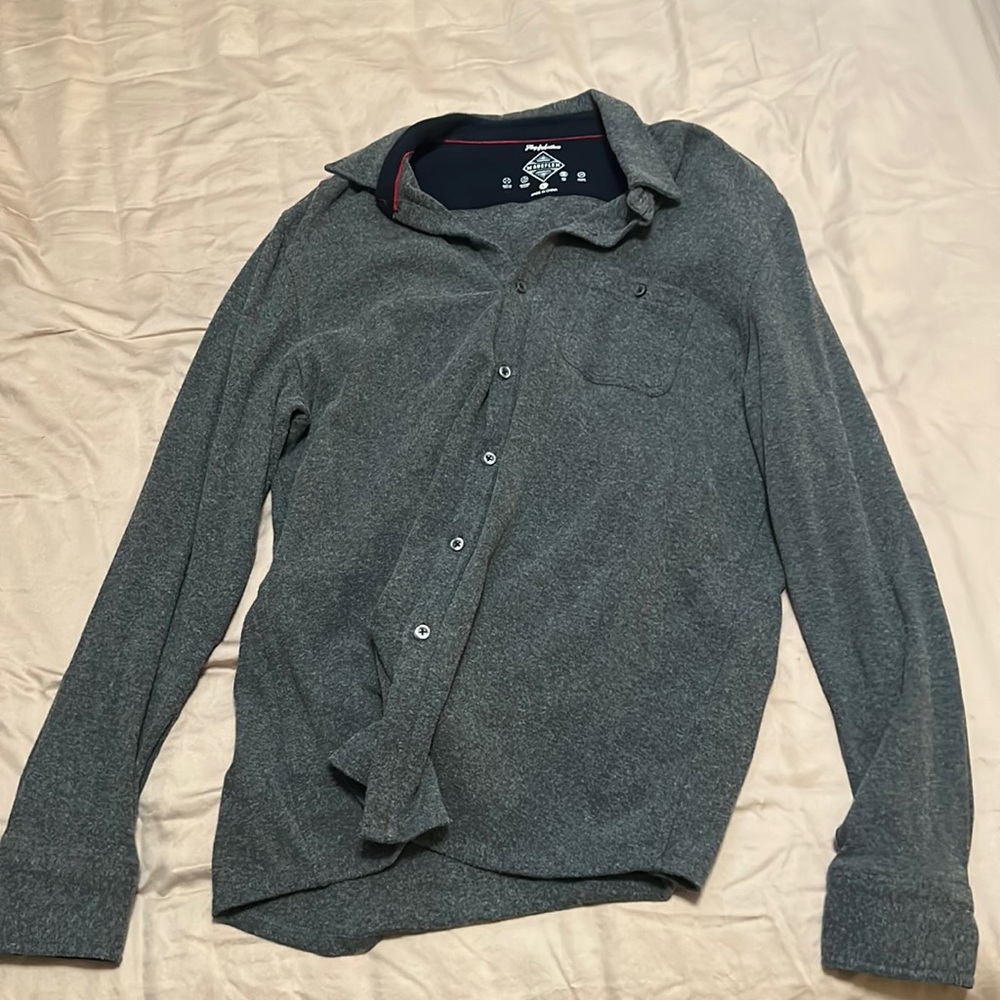 Flag and Anthem long sleeve collard shirt Large